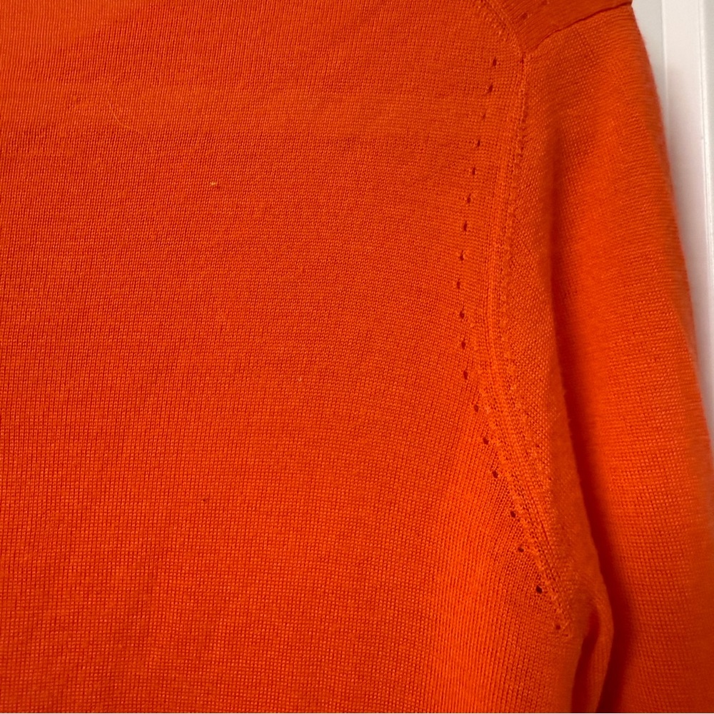 Lela Rose Wool Silk Cashmere Fine Gauge Cardigan L Tangerine Luxury Designer - Picture 5 of 8